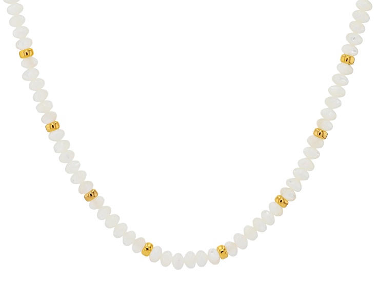 White Mother-Of-Pearl 14k Yellow Gold Over Silver 18 Inch Necklace