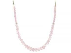 White Cultured Freshwater Pearl With Rose Quartz 14k Yellow Gold Over Silver 18 Inch Necklace