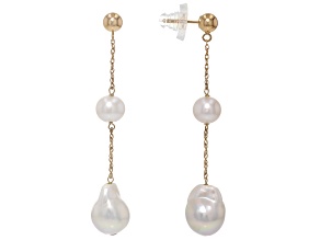 Genusis™ White Cultured Freshwater Pearl 14k Yellow Gold Earrings