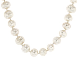White Cultured Freshwater Pearl Rhodium Over Sterling Silver 24 Inch Strand Necklace