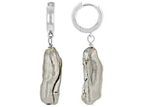 Platinum Cultured Freshwater Pearl Rhodium Over Sterling Silver Earrings