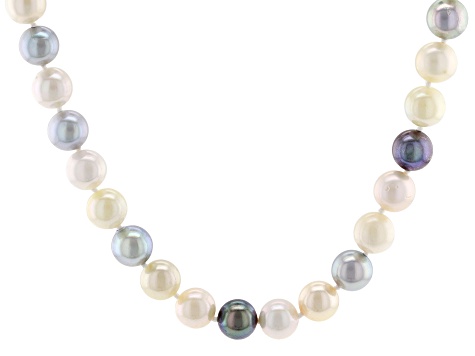 Multi-Color Cultured Japanese Akoya Pearl 14k Yellow Gold 18 Inch Strand Necklace