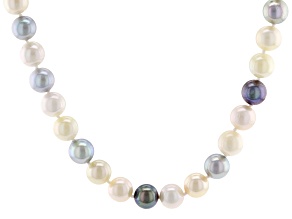 Multi-Color Cultured Japanese Akoya Pearl 14k Yellow Gold 18 Inch Strand Necklace