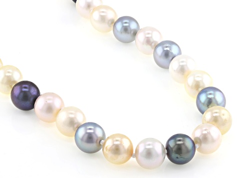 Multi-Color Cultured Japanese Akoya Pearl 14k Yellow Gold 18 Inch Strand Necklace