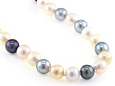 Multi-Color Cultured Japanese Akoya Pearl 14k Yellow Gold 18 Inch Strand Necklace