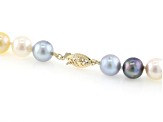 Multi-Color Cultured Japanese Akoya Pearl 14k Yellow Gold 18 Inch Strand Necklace