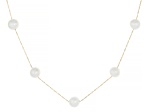 White Cultured Freshwater Pearl 14k Yellow Gold 18 Inch Station Necklace