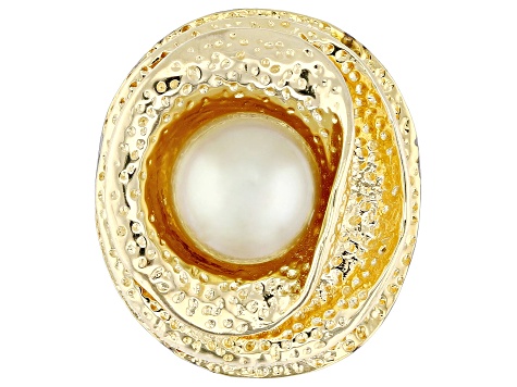 Golden Cultured South Sea Pearl 18k Yellow Gold And Rhodium Over Sterling Silver Pendant