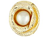 Golden Cultured South Sea Pearl 18k Yellow Gold And Rhodium Over Sterling Silver Pendant