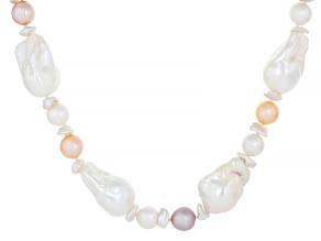 Genusis™ Multi-Color Cultured Freshwater Pearl Rhodium Over Sterling Silver 20 Inch Strand Necklace