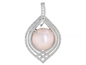 Genusis™ Lavender Cultured Freshwater Pearl With White Topaz Rhodium Over Silver Enhancer 1.95ctw