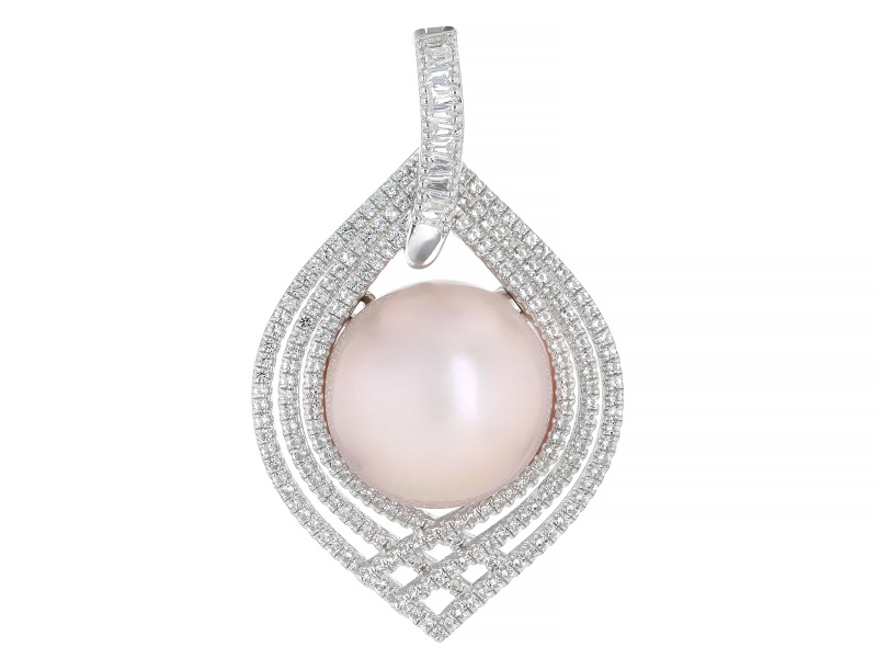 Genusis™ Lavender Cultured Freshwater Pearl With White Topaz Rhodium Over Silver Enhancer 1.95ctw