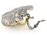 Golden Cultured South Sea Pearl With 0.27ctw White Zircon Rhodium & 18k Gold Over Silver Enhancer