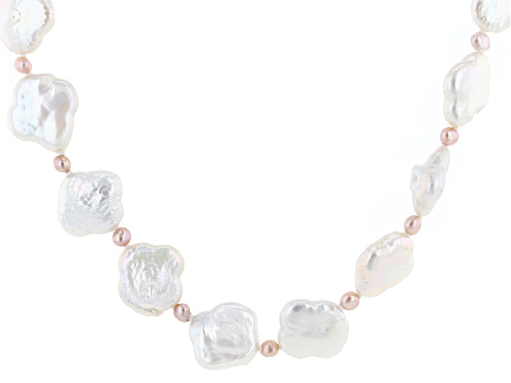 Multi-Color Cultured Freshwater Pearl Rhodium Over Sterling Silver 32 Inch Strand Necklace