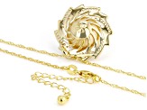 Golden Cultured South Sea Pearl, Mother-Of-Pearl With Zircon 18k Gold Over Silver Pendant With Chain
