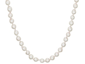 White Cultured Japanese Akoya Pearl Rhodium Over Sterling Silver 18 inch Strand Necklace