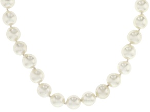 White Cultured Japanese Akoya Pearl Rhodium Over Sterling Silver 18 Inch Strand Necklace