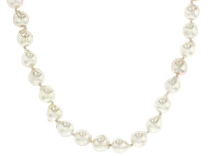 White Cultured Japanese Akoya Pearl Rhodium Over Sterling Silver 18 Inch Strand Necklace