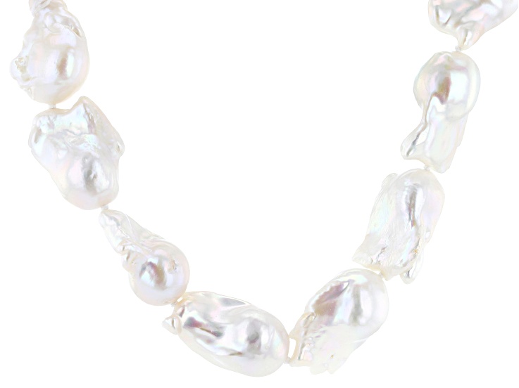 Genusisâ„¢ White Cultured Freshwater Pearl Rhodium Over Sterling Silver 18 Inch Strand Necklace