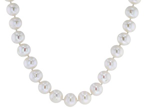 White Cultured Freshwater Pearl 14k Yellow Gold Over Sterling Silver 18 Inch Strand Necklace