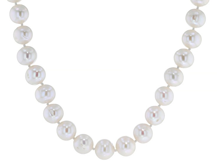 White Cultured Freshwater Pearl 14k Yellow Gold Over Sterling Silver 18 Inch Strand Necklace