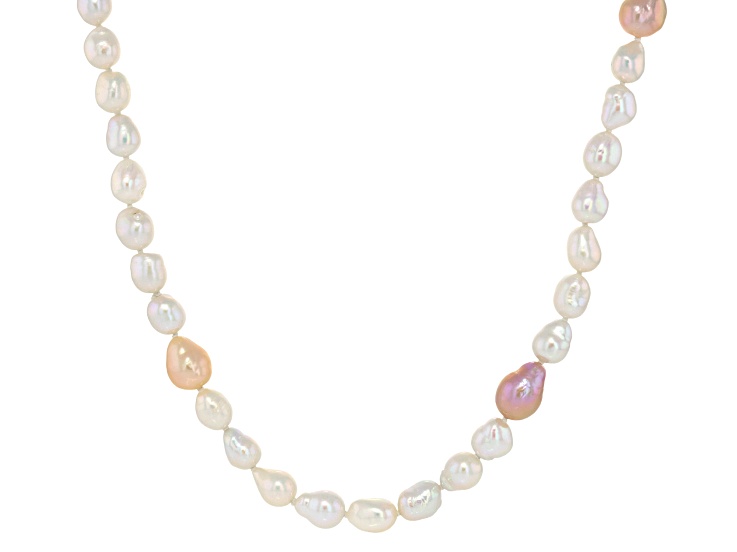 Genusisâ„¢ Multi-Color Cultured Freshwater Pearl Rhodium Over Sterling Silver 28 Inch Strand Necklace