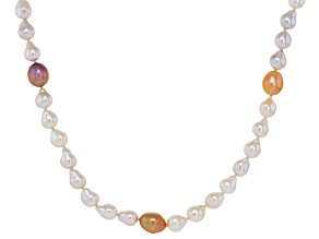 Genusis™ Multi-Color Cultured Freshwater Pearl Rhodium Over Sterling Silver 36 Inch Strand Necklace