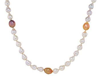Picture of Genusis™ Multi-Color Cultured Freshwater Pearl Rhodium Over Sterling Silver 36 Inch Strand Necklace