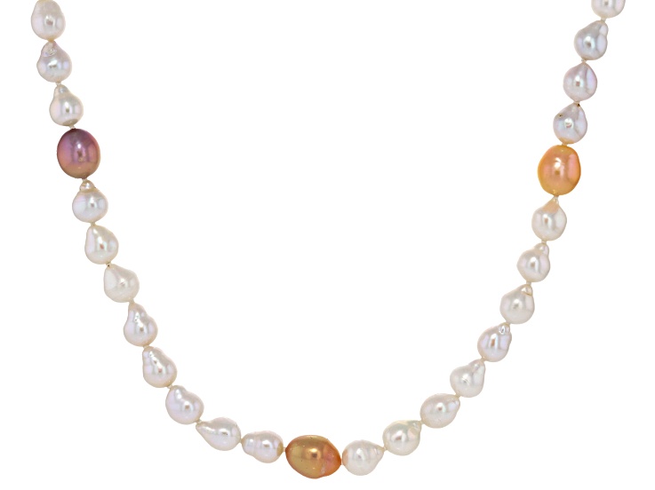 Genusisâ„¢ Multi-Color Cultured Freshwater Pearl Rhodium Over Sterling Silver 36 Inch Strand Necklace