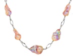 Genusis™ Multi-Color Cultured Freshwater Pearl Rhodium Over Sterling Silver 20 Inch Station Necklace