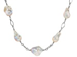 Genusis™ White Cultured Freshwater Pearl Rhodium Over Sterling Silver 20 Inch Station Necklace