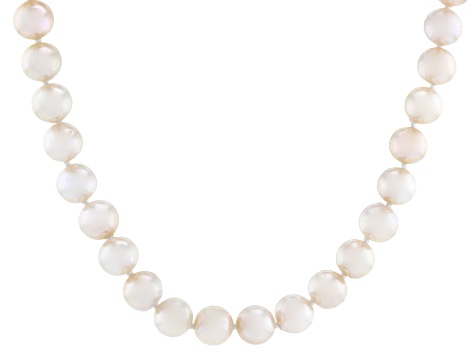 White Cultured Japanese Akoya Pearl Rhodium Over Sterling Silver