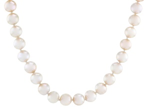 White Cultured Japanese Akoya Pearl Rhodium Over Sterling Silver 22 Inch Strand Necklace