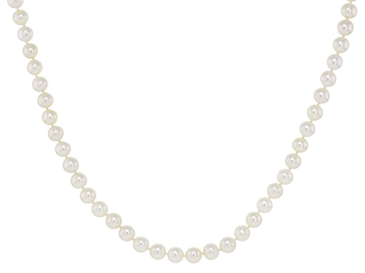 White Cultured Freshwater Pearl Rhodium Over Sterling Silver 20 Inch Strand Necklace