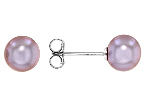 Purple Cultured Freshwater Pearl Rhodium Over Sterling Silver Stud Earrings