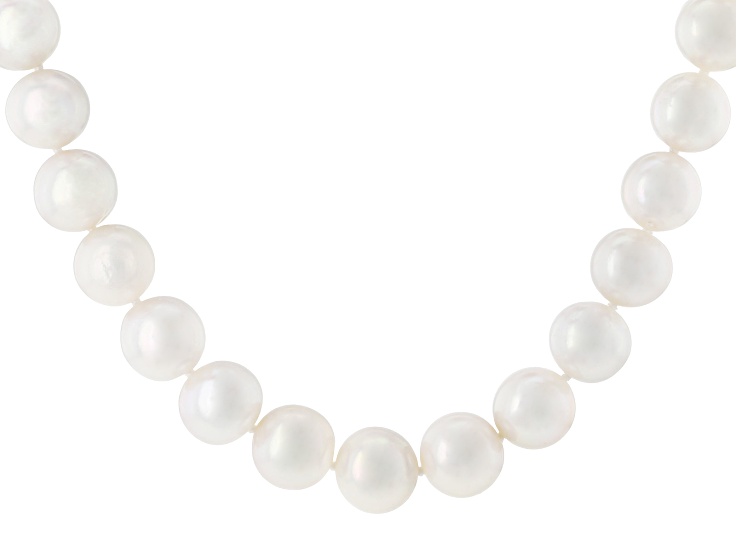Genusisâ„¢ White Cultured Freshwater Pearl Rhodium Over Sterling Silver 16 Inch Strand