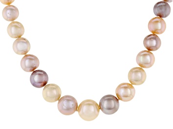 Picture of Genusis™ Multi-Color Cultured Freshwater Pearl Rhodium Over Sterling Silver 16 Inch Strand