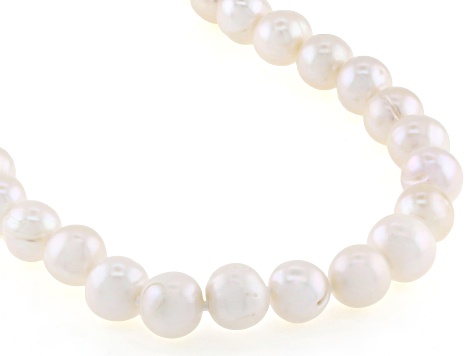 White Cultured Freshwater Pearl Rhodium Over Sterling Silver 24 Inch Strand Necklace