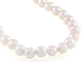 White Cultured Freshwater Pearl Rhodium Over Sterling Silver 24 Inch Strand Necklace