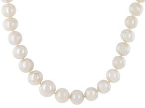 White Cultured Freshwater Pearl Rhodium Over Sterling Silver 20 Inch Strand Necklace