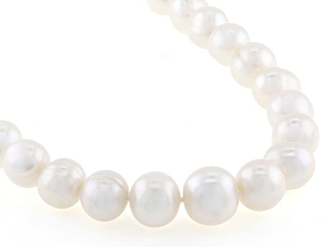 White Cultured Freshwater Pearl Rhodium Over Sterling Silver 20 Inch Strand Necklace