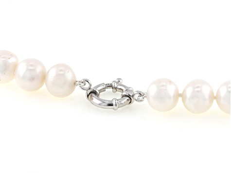 White Cultured Freshwater Pearl Rhodium Over Sterling Silver 20 Inch Strand Necklace