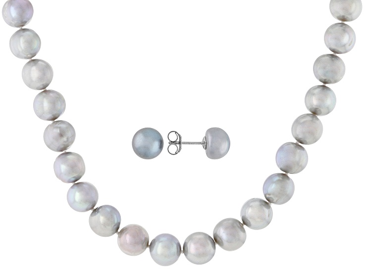 Platinum Cultured Freshwater Pearl Rhodium Over Sterling Silver 20