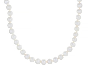 White Cultured Freshwater Pearl Rhodium Over Sterling Silver 22 Inch Strand Necklace