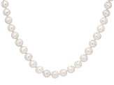 White Cultured Freshwater Pearl Rhodium Over Sterling Silver 18 Inch Strand Necklace