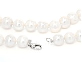 White Cultured Freshwater Pearl Rhodium Over Sterling Silver 18 Inch Strand Necklace