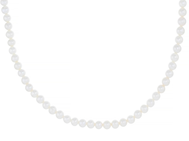 White Cultured Freshwater Pearl Rhodium Over Sterling Silver 16 Inch Strand Necklace