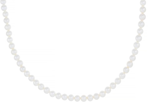White Cultured Freshwater Pearl Rhodium Over Sterling Silver 16 Inch Strand Necklace