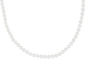 White Cultured Freshwater Pearl Rhodium Over Sterling Silver 16 Inch Strand Necklace