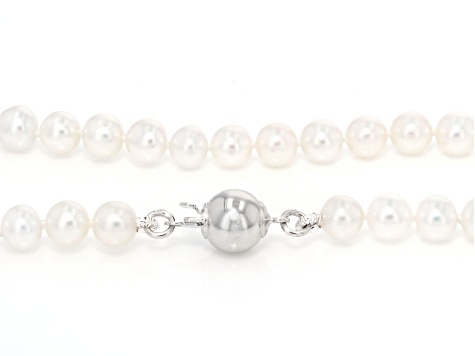 Genusis™ White Cultured Freshwater Pearl Rhodium Over Sterling Silver 18 Inch Strand Necklace